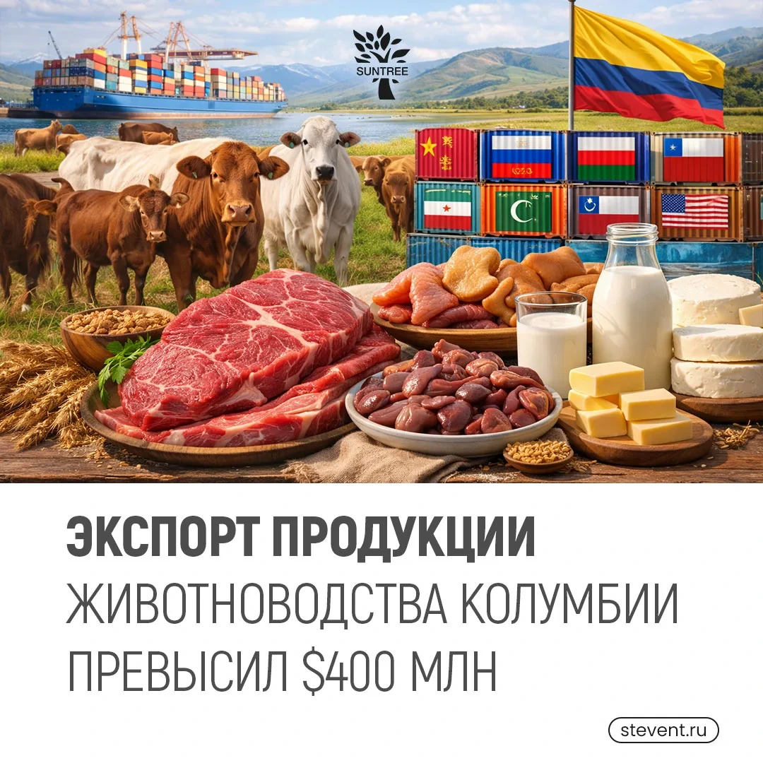 🐄Экспорт продукции животноводства Колумбии превысил $400 млн